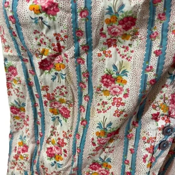 Morsam dress women's L white blue pink vintage floral print tie straps - Picture 4 of 8